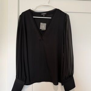 NWT! Express Women's Black V-Neck Blouse